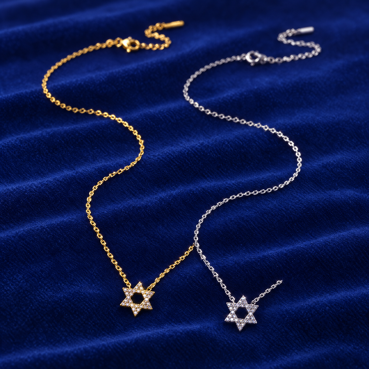 Sterling Star of David Necklace, 18K Gold Plated