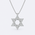 Moissanite Magen David pendant in 925 sterling silver, studio photo