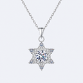 1 carat moissanite star necklace in 925 sterling silver, studio photo