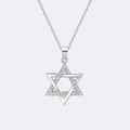 Open Star of David necklace in sterling silver, studio photo
