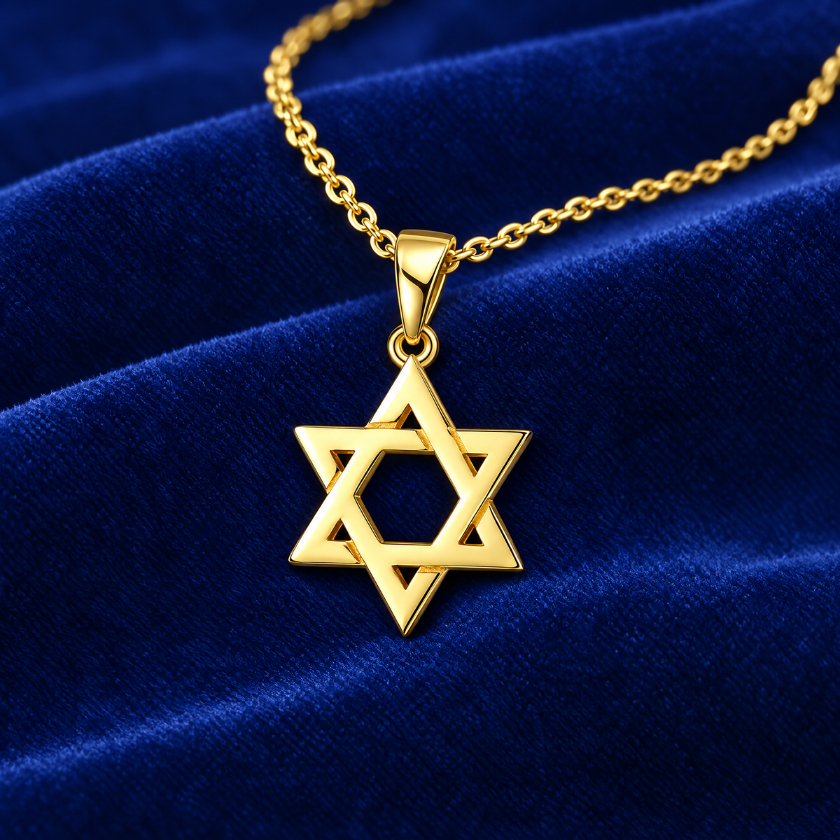 Gold-Plated Magen David Necklace, Sterling Silver