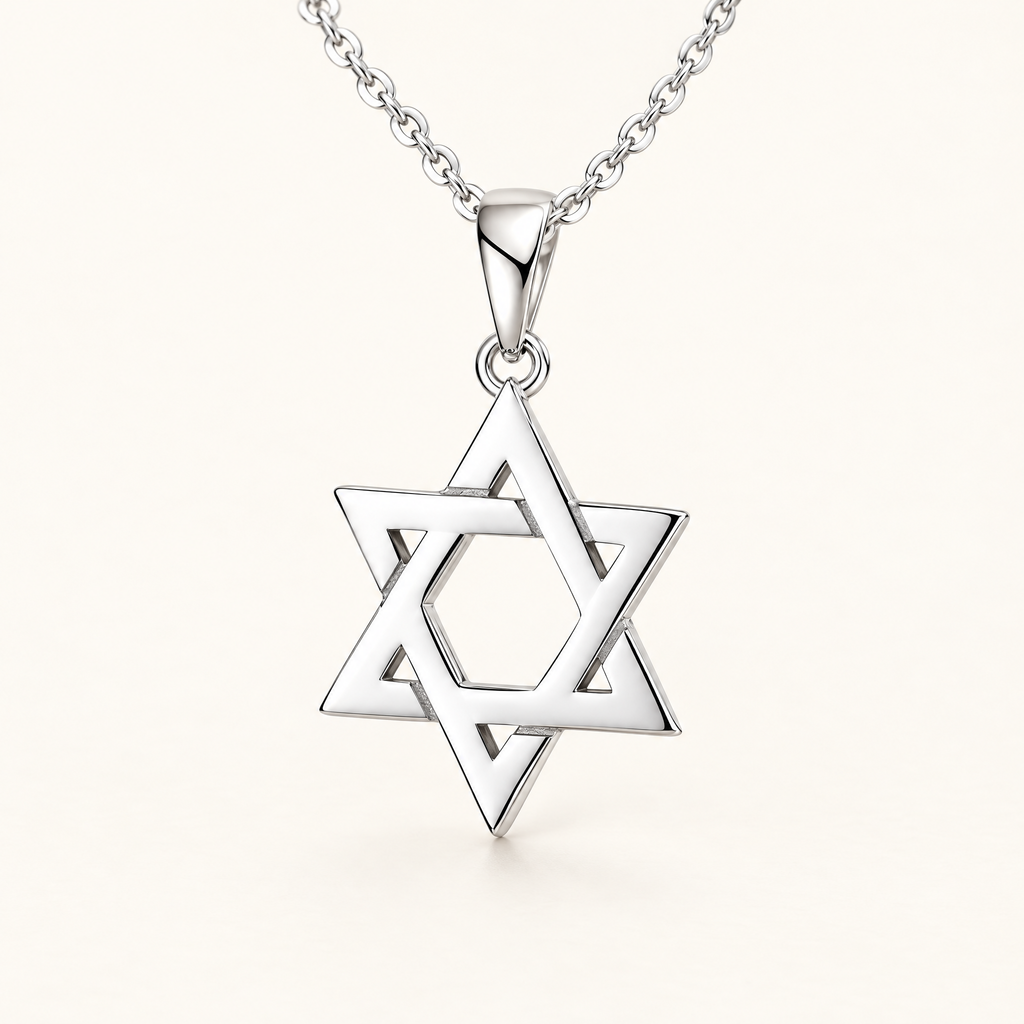 Heritage Magen David pendant in sterling silver, studio photo