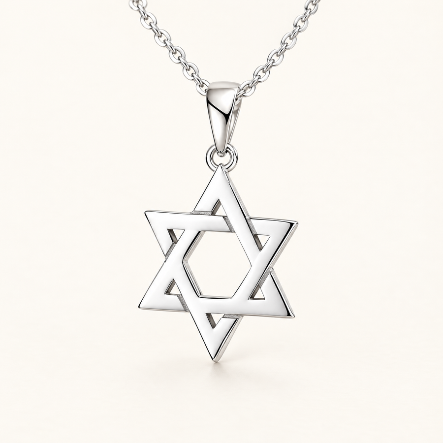 Heritage Magen David pendant in sterling silver, studio photo