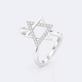 Star of David ring in sterling silver, studio photo