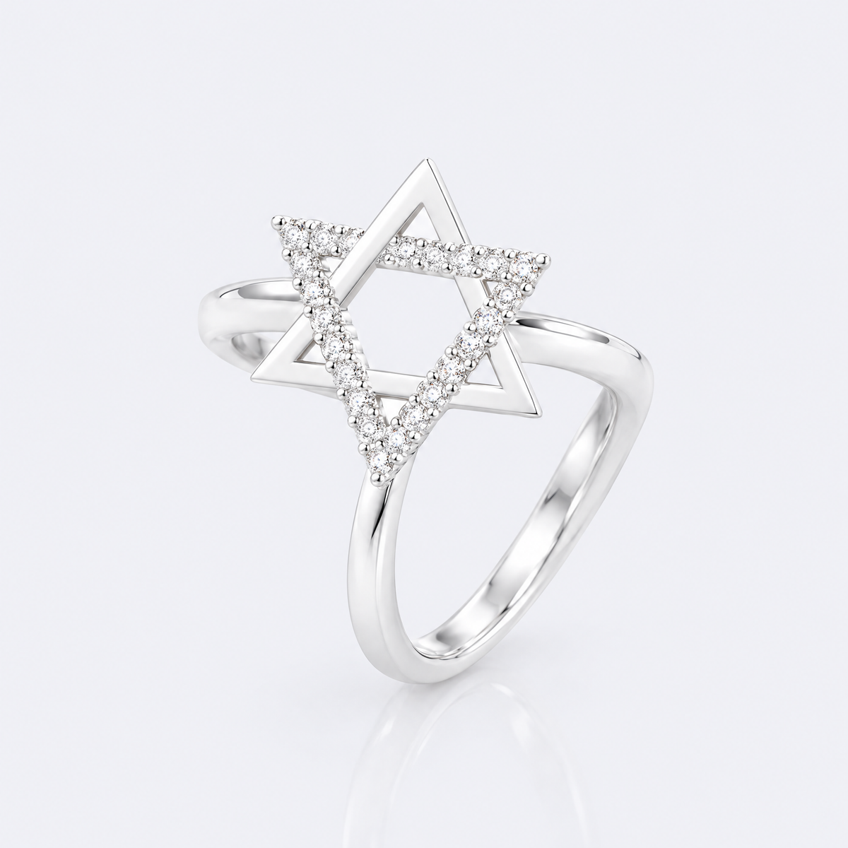 Star of David ring in sterling silver, studio photo