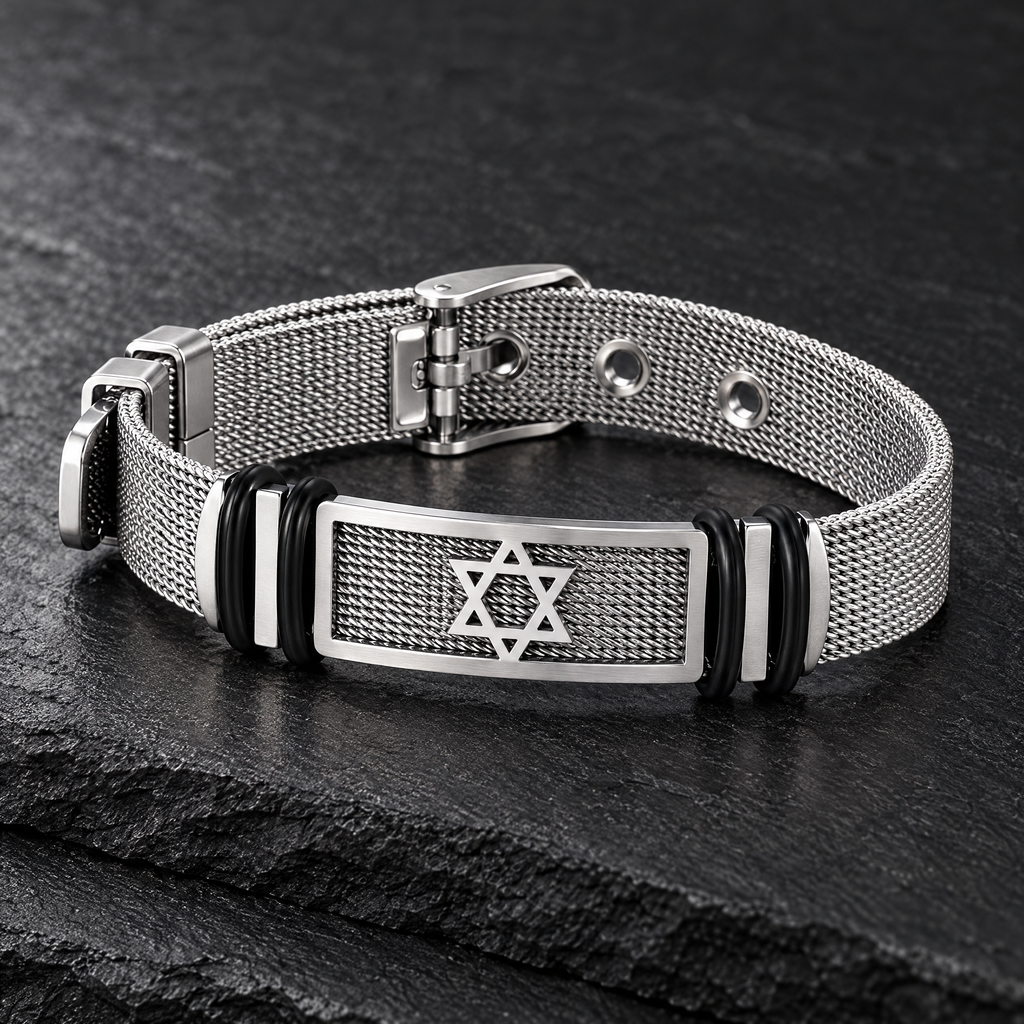 Men's Star of David bracelet, close-up detail