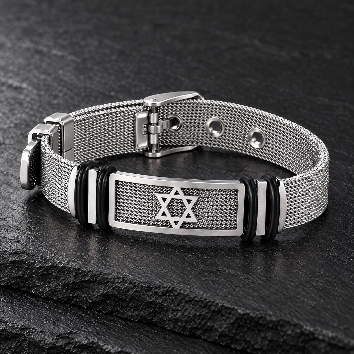 Men's Star of David bracelet, close-up detail