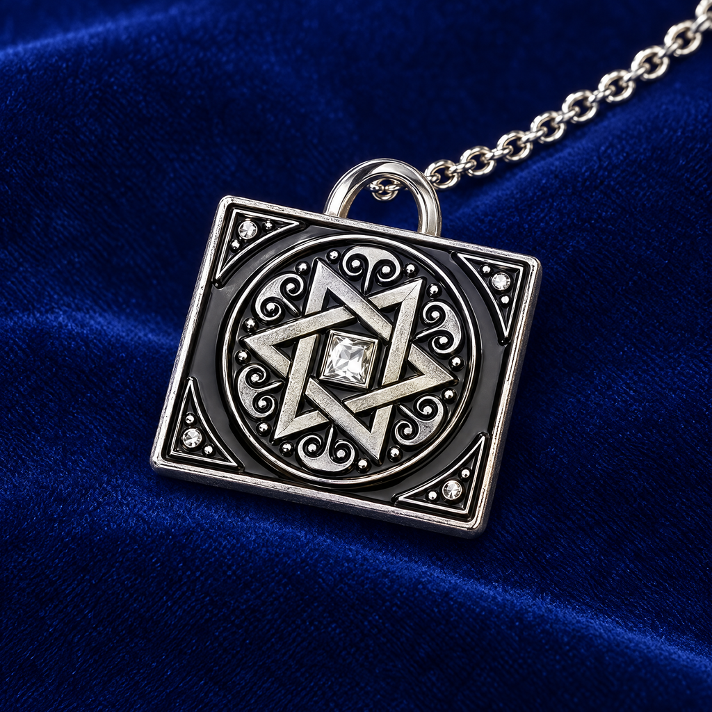 Star of David tallit clip, close-up detail