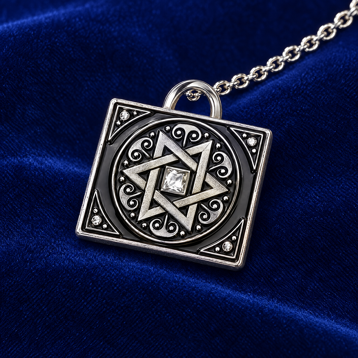 Star of David tallit clip, close-up detail
