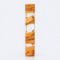 Olive wood and clear resin mezuzah case, studio photo