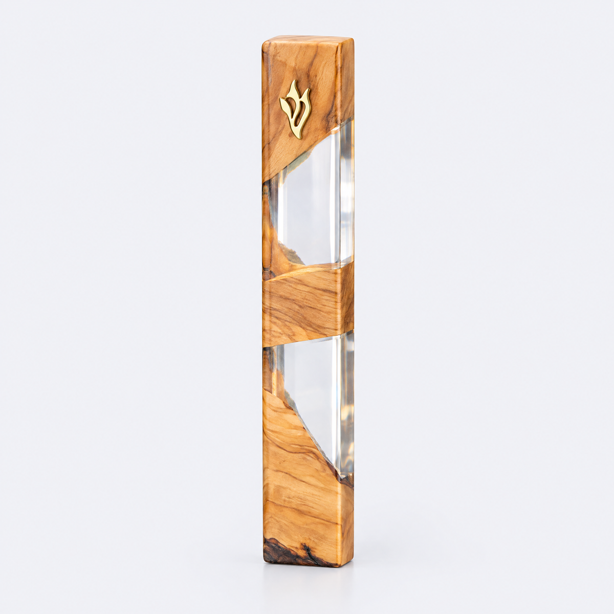 Mini olive wood mezuzah case, studio photo