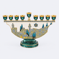 Jerusalem nine-branch Hanukkah menorah, studio photo
