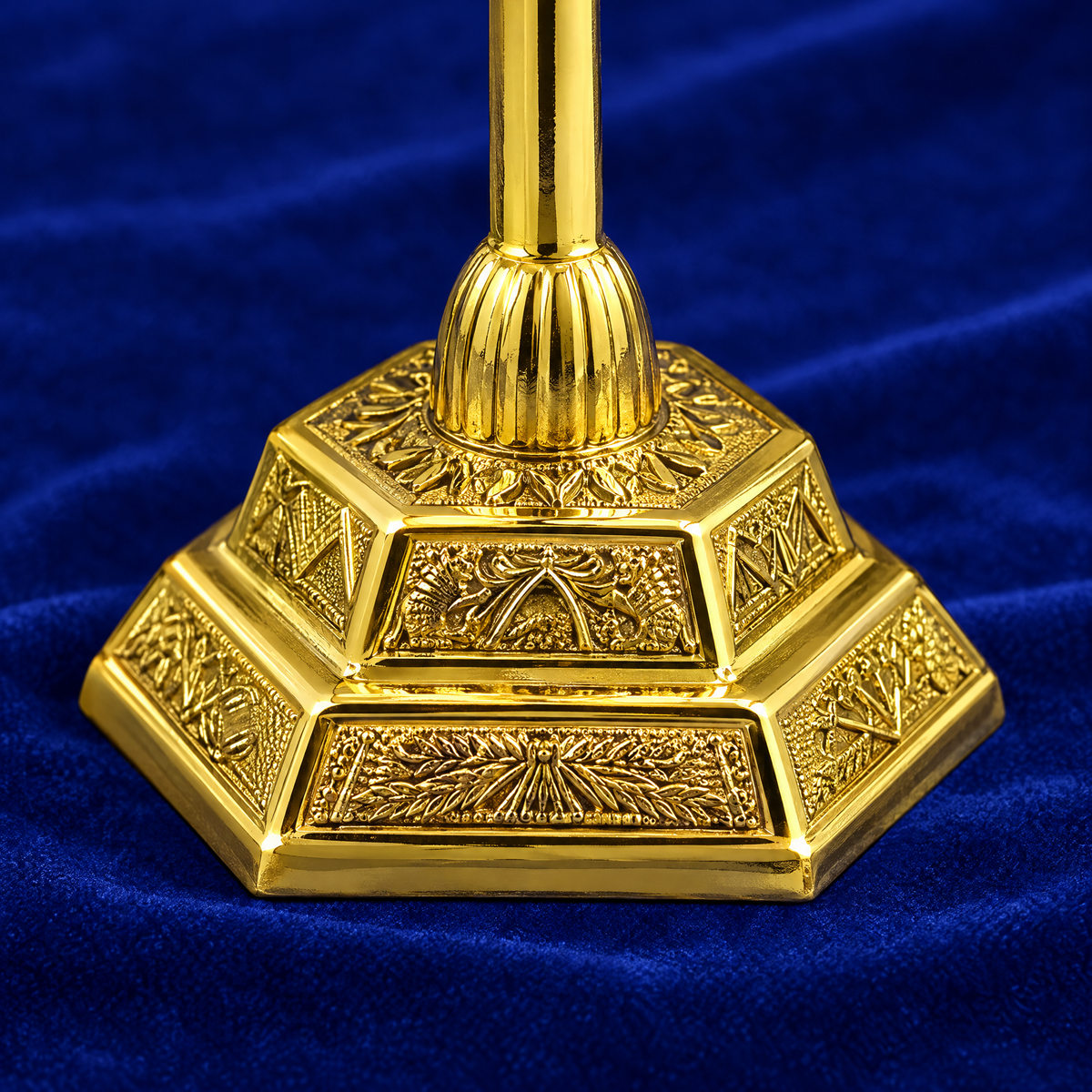 Temple menorah with the twelve tribes, close-up of the base